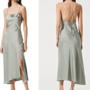 Astr the Label Gaia Midi Dress in Light Sage